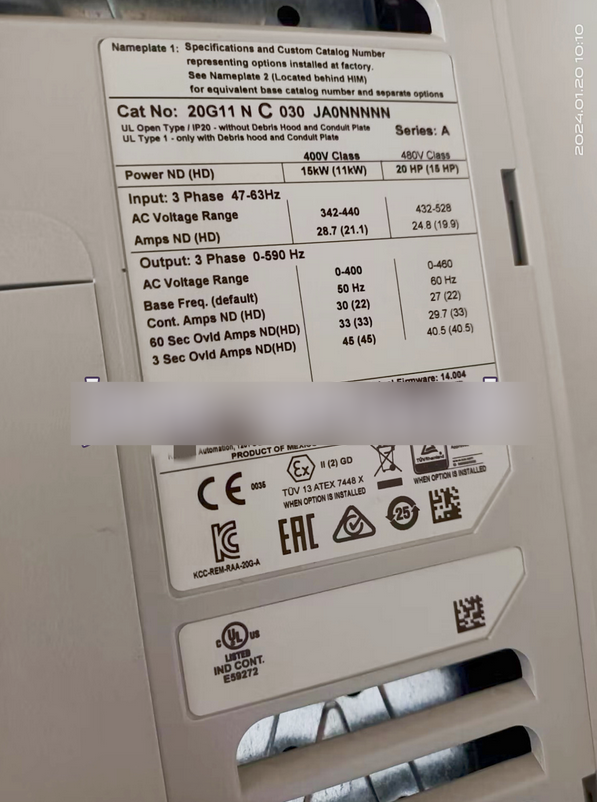 1PC USED 20G11NC030JA0NNNNN Allen-Bradley PowerFlex AC Drive Tested working #lyd001&j1688