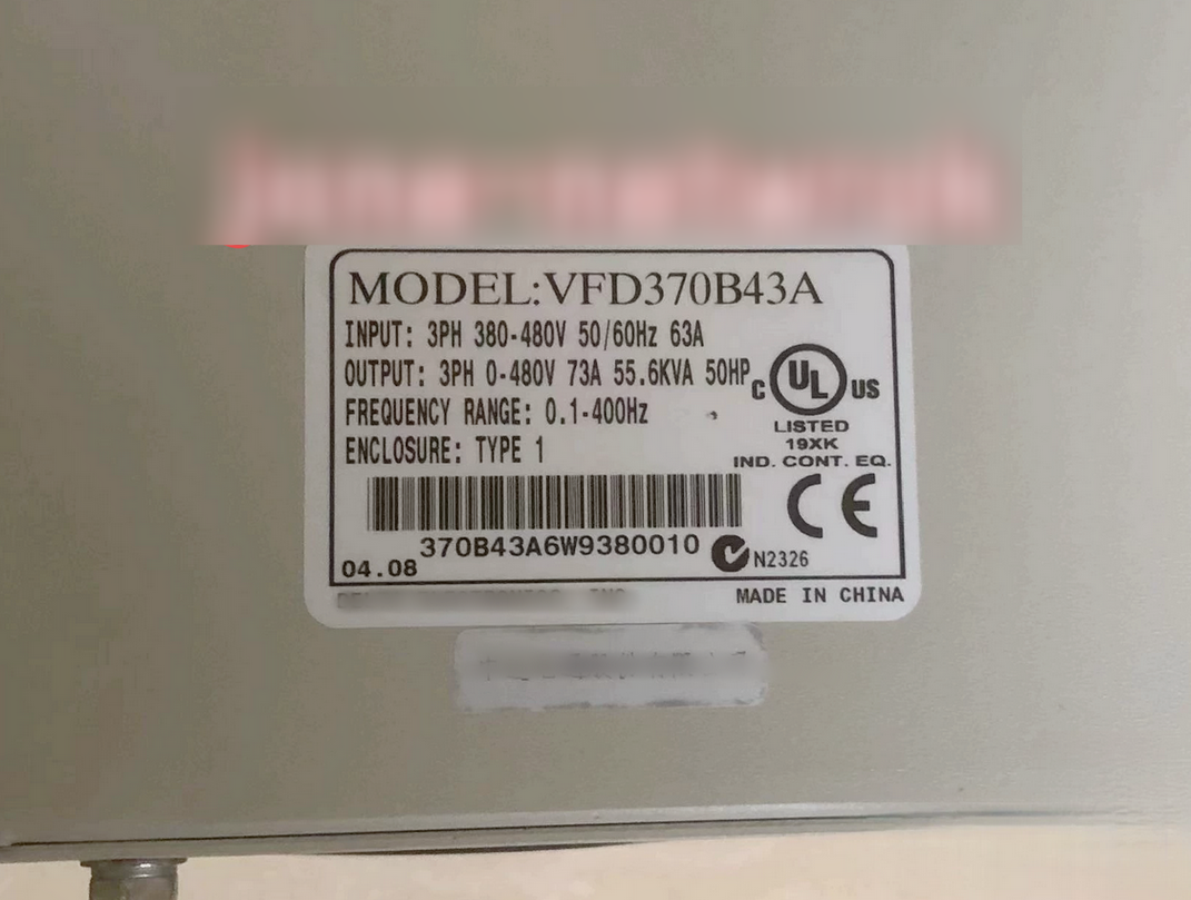 1PC USED VFD370B43A Delta Inverter (VFD) Tested working #lyd001&j1688