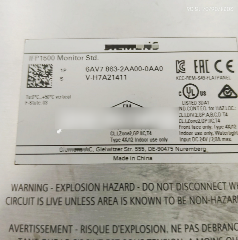 1PC USED 6AV7 863-2AA00-0AA0 6AV7863-2AA00-0AA0 Siemens Touch Screen HMI Panel Tested working #lyd001&j1688