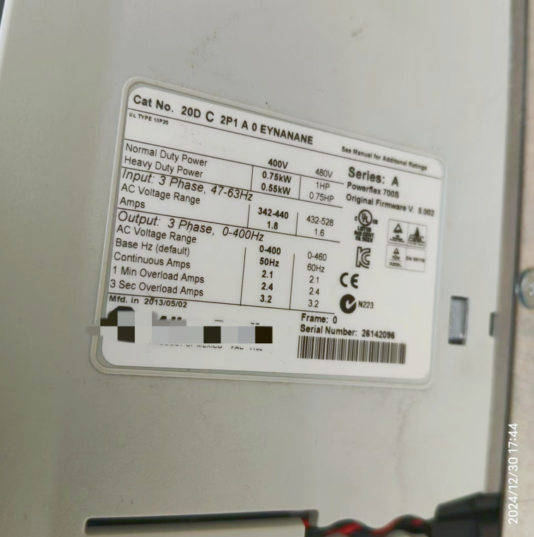 1PC USED 20DC2P1A0EYNANANE Allen‑Bradley PowerFlex 700 AC Drive Tested working #lyd001&j1688