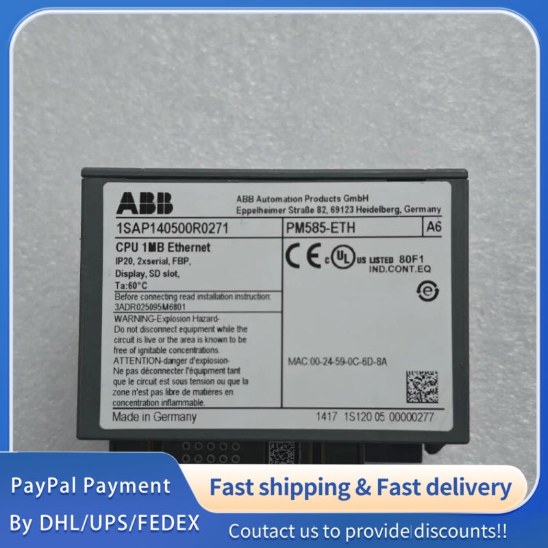 1 PCS used ABB Controller Module PM585-ETH 1SAP140500R0271#LYQ007