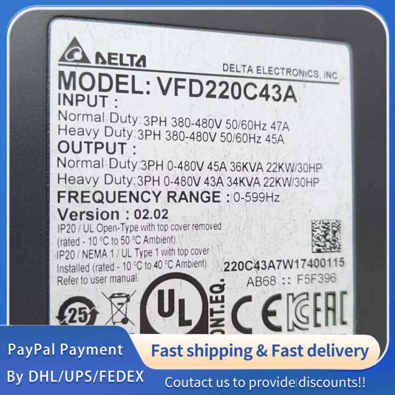 1 PCS used Delta Inverter C2000 Series VFD220C43A#LYQ007