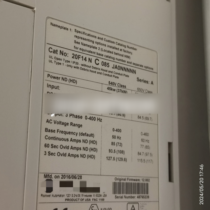 1PC USED 20F14NC085JA0NNNNN Allen-Bradley PowerFlex AC Drive Tested working #lyd001&j1688