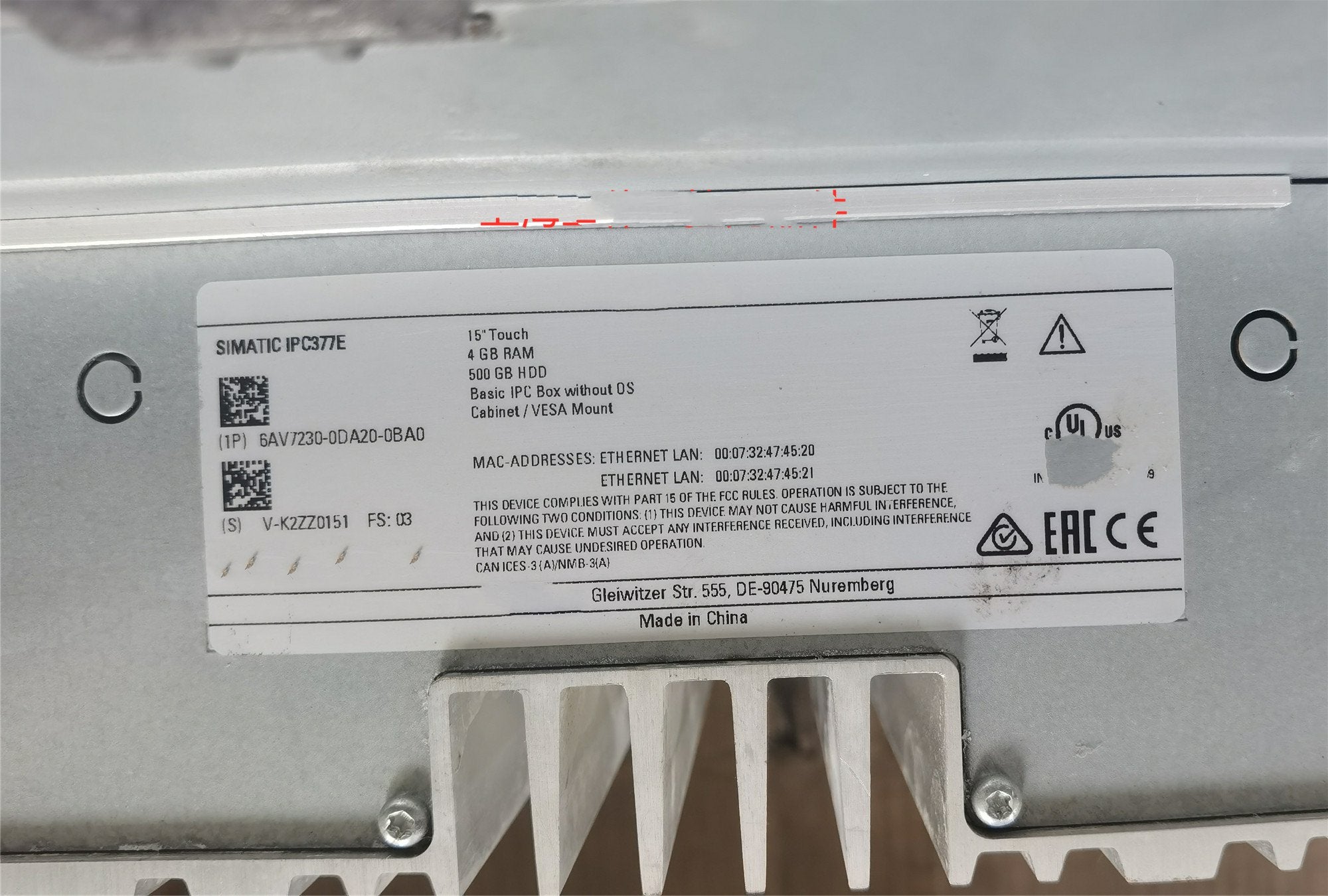 1PC for used 6AV7230-0DA20-0BA0 #OYF033