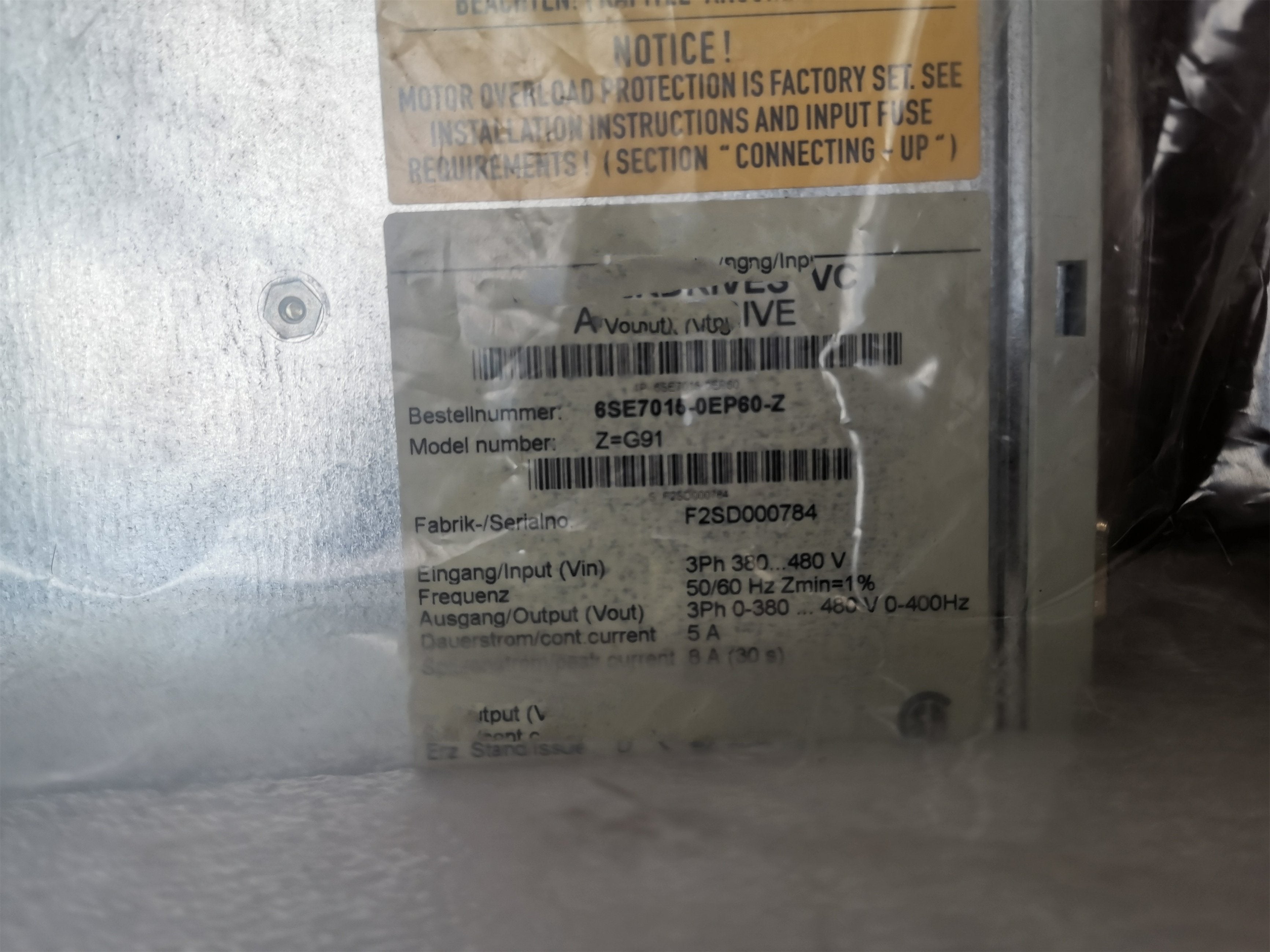 1PC for used 6SE7015-0EP60-Z #OYF033
