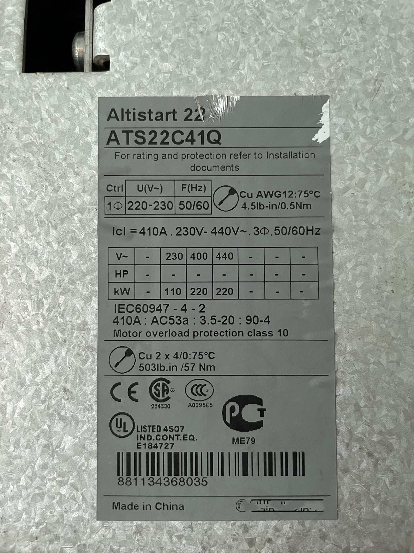 1PC for used ATS22C41Q #OYF033