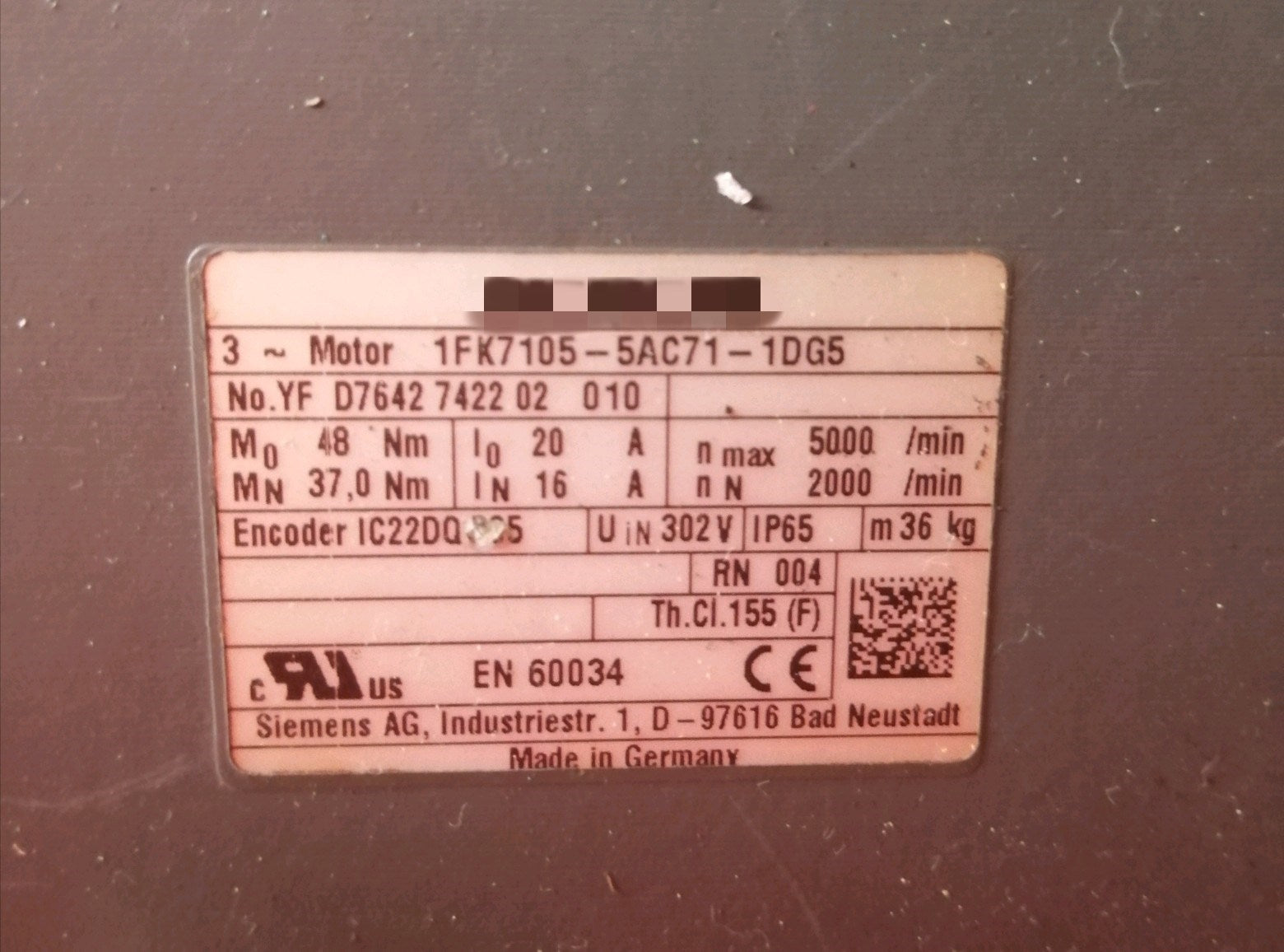 1pc used 1FK7105-5AC71-1DG5 #OYF088
