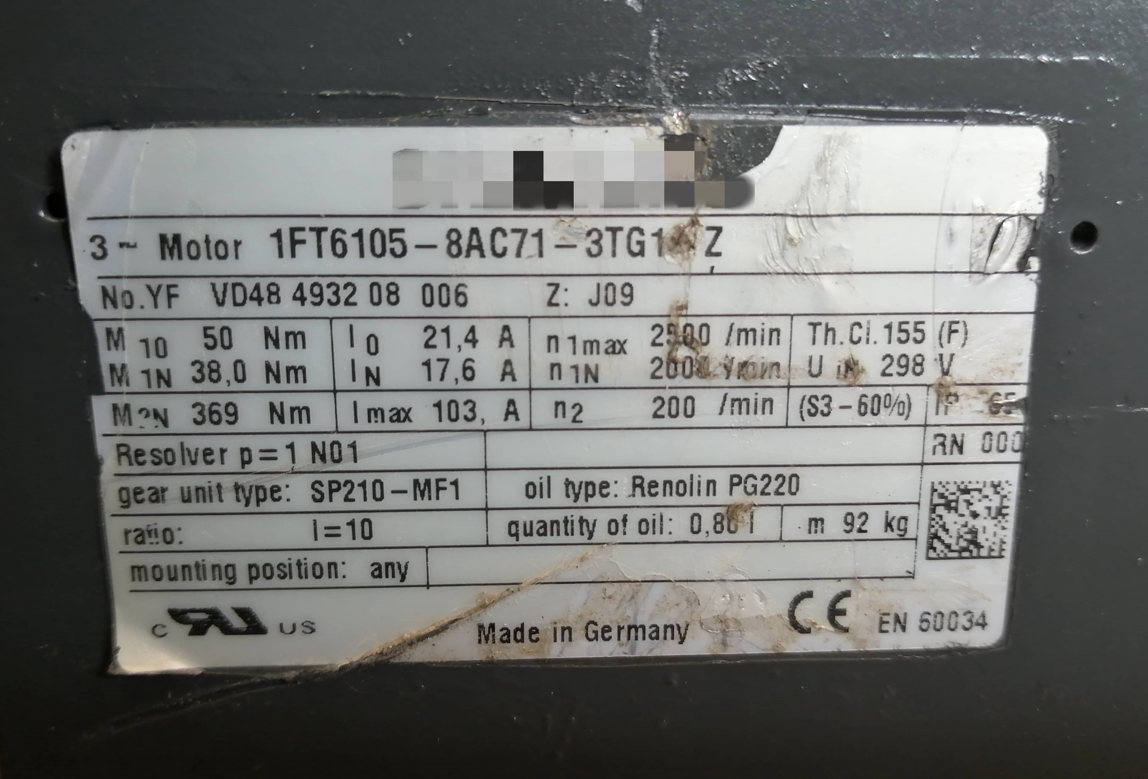 1pc used 1FT6105-8AC71-3TG1-Z #OYF088