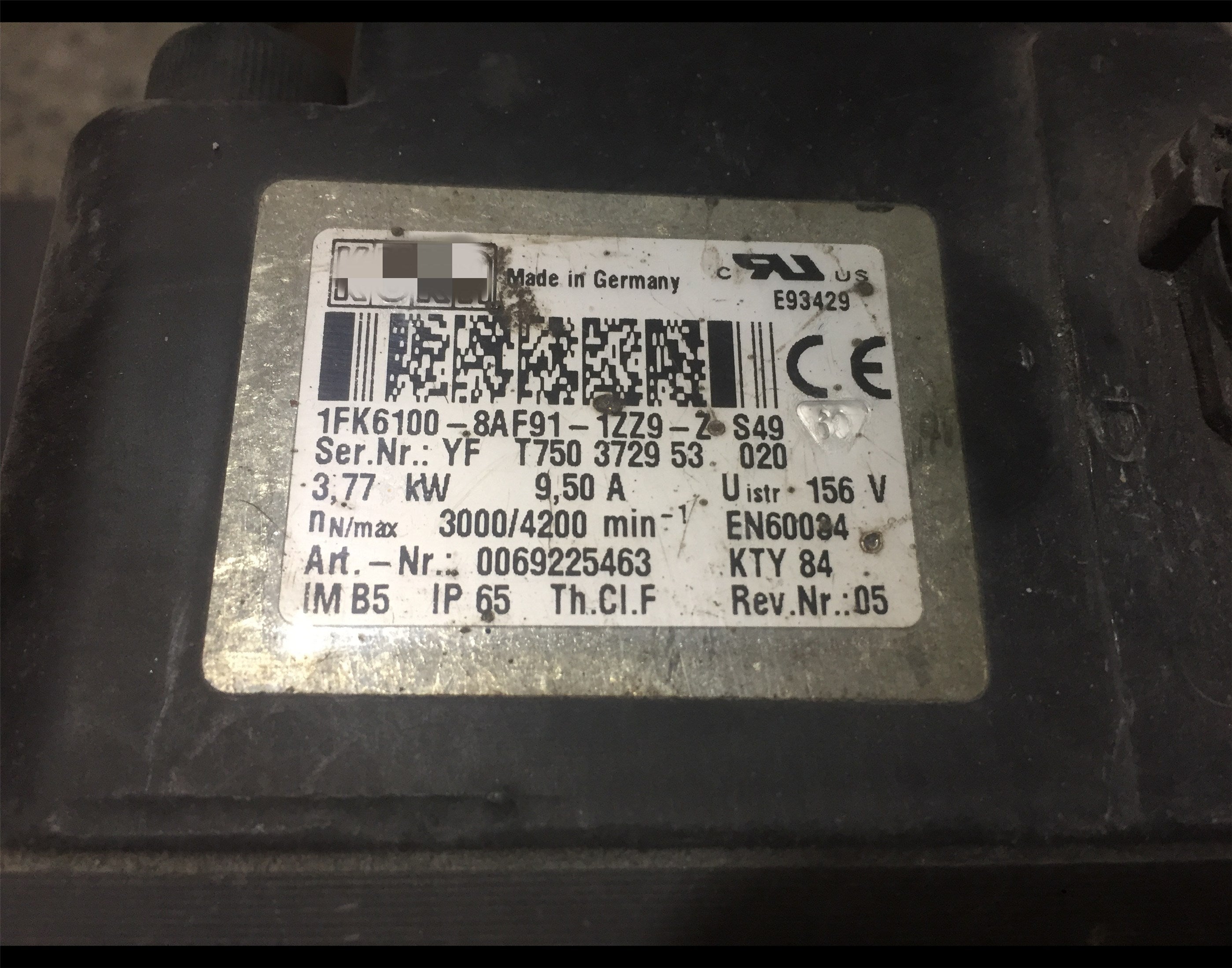 1pc used 1FK6100-8AF91-1ZZ9-Z S49 #OYF088