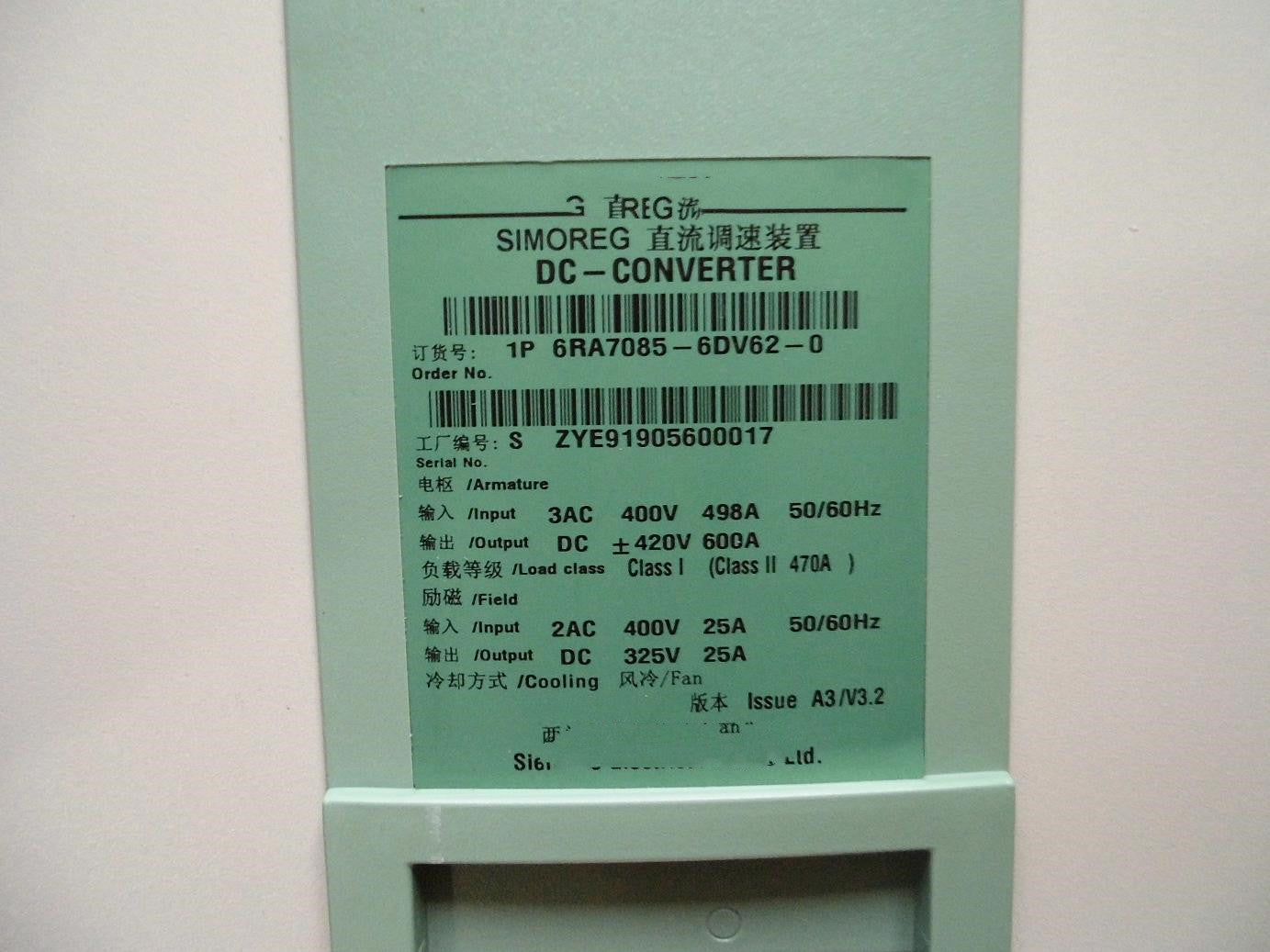 1PCS USED 6RA7085-6DV62-0 #OYF009
