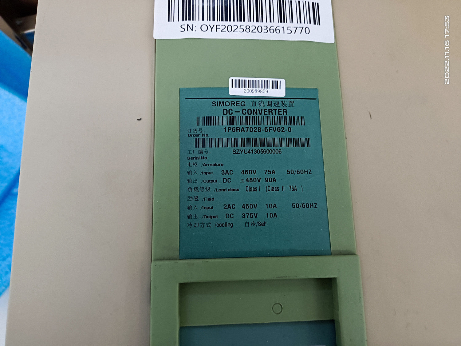 1PC used working 1P6RA7028-6FV62-0 MASTER series rectifier DC speed-regulating motor DC-converter #QYM001 J1688