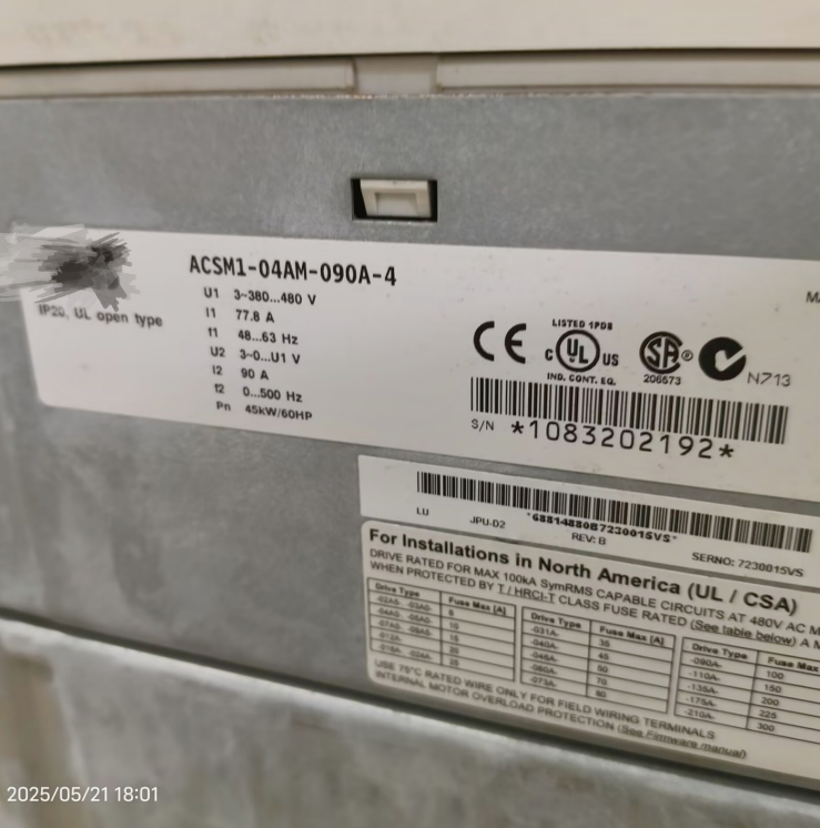 1PC USED ACSM1-04AM-090A-4  ABB Frequency Converter Tested working #lyd001&j1688