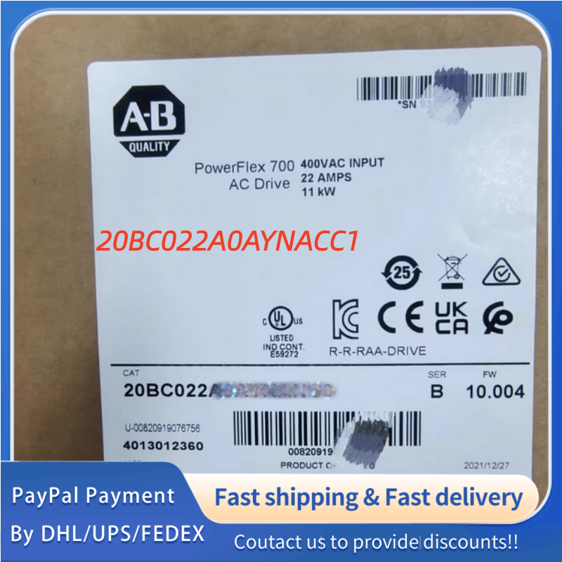 1PC NEW 20BC022A0AYNACC1 Allen‑Bradley (Rockwell Automation) Adjustable Frequency PowerFlex 700 AC  Drive  #QYM001 J1688