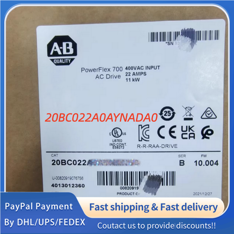 1PC NEW 20BC022A0AYNADA0  Allen‑Bradley (Rockwell Automation) Adjustable Frequency PowerFlex 700 AC  Drive  #QYM001 J1688