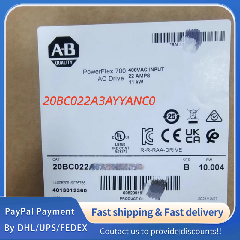 1PC NEW 20BC022A3AYYANC0 Allen‑Bradley (Rockwell Automation) Adjustable Frequency PowerFlex 700 AC  Drive  #QYM001 J1688