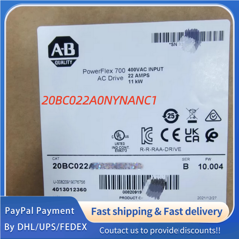1PC NEW 20BC022A0NYNANC1  Allen‑Bradley (Rockwell Automation) Adjustable Frequency PowerFlex 700 AC  Drive  #QYM001 J1688
