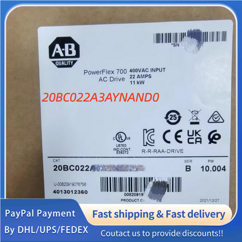 1PC NEW 20BC022A3AYNAND0 Allen‑Bradley (Rockwell Automation) Adjustable Frequency PowerFlex 700 AC  Drive  #QYM001 J1688