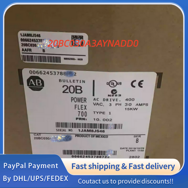 1PC NEW  20BC030A3AYNADD0 Allen‑Bradley PowerFlex 700 AC Drive,&nbsp;15 kW (20 HP) Normal Duty; 11 kW (15 HP) Heavy Duty #QYM001 J1688