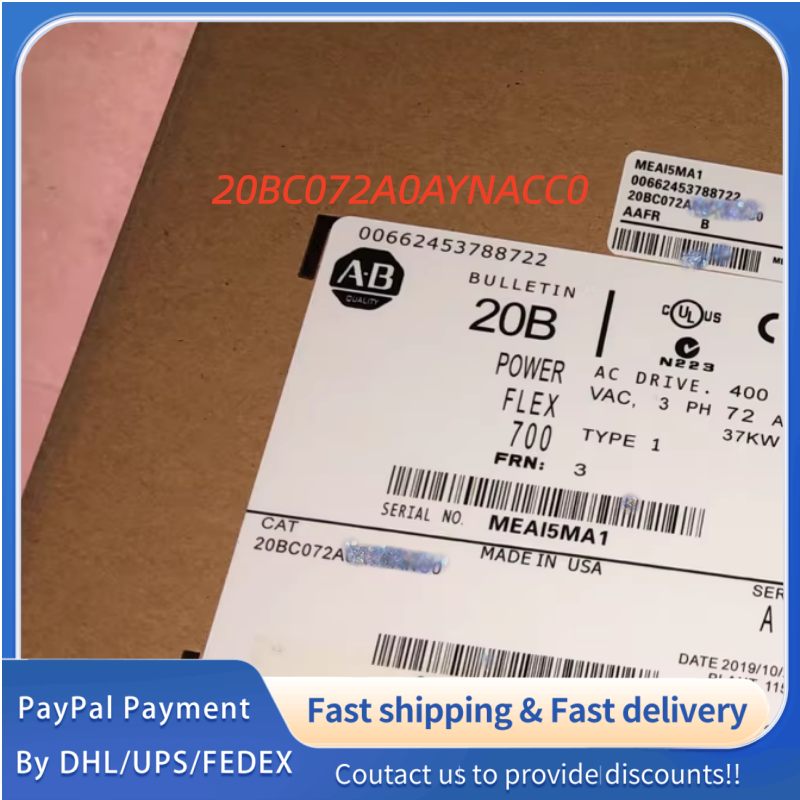 1PC NEW 20BC072A0AYNACC0 Allen‑Bradley (Rockwell Automation) PowerFlex 700 AC Drive Adjustable Frequency AC Drive #QYM001 J1688