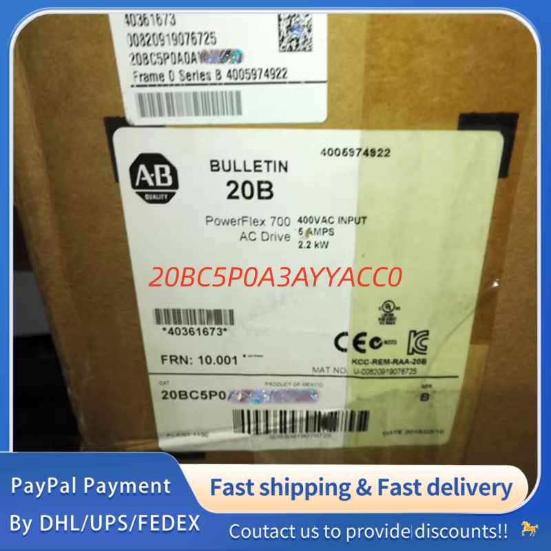 1PC NEW 20BC5P0A3AYYACC0 Allen‑Bradley PowerFlex 700 AC Drive,2.2 kW (3 HP) Normal Duty; 1.5 kW (2 HP) Heavy Duty  #QYM001 J1688