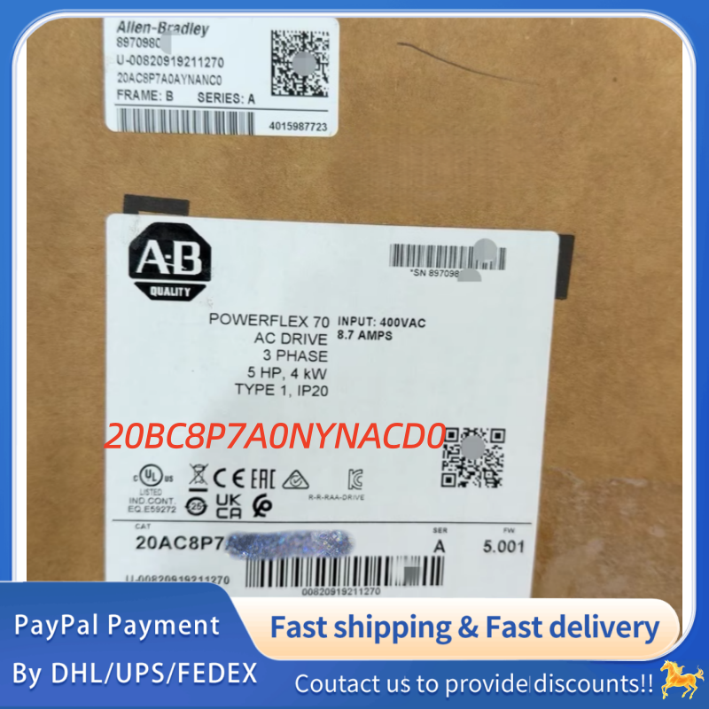 1PC NEW 20BC8P7A0NYNACD0  Allen‑Bradley (Rockwell Automation) Adjustable Frequency PowerFlex 700 AC  Drive  #QYM001 J1688