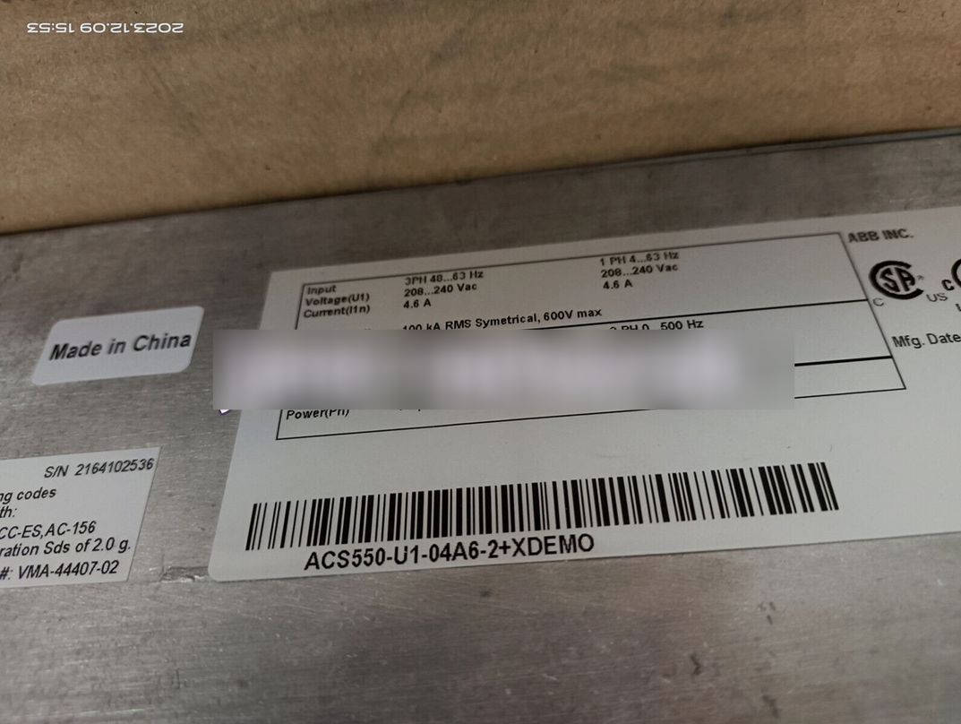 1PC NEW ACS550-U1-04A6-2+XDEMO with 3GAA062002-ASA ABB AC Drive #lyd001&j1688