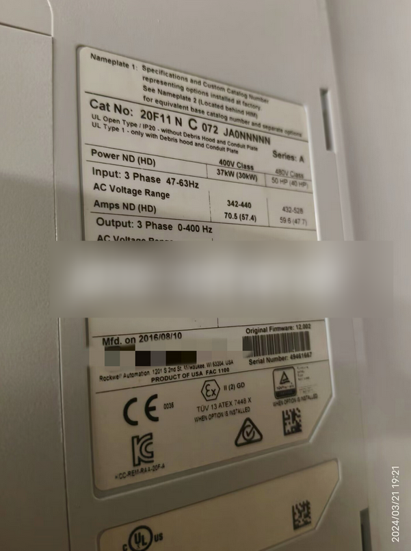 1PC USED 20F11NC072JA0NNNNN  Allen-Bradley PowerFlex AC Drive Tested working #lyd001&j1688