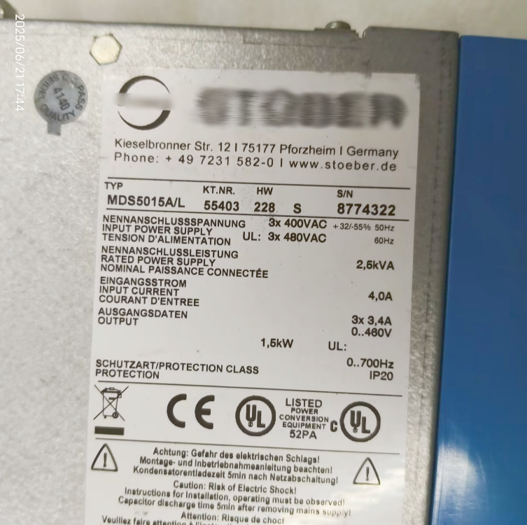 1PC USED MDS5008A/L  STOBER Servo Drive  Tested working #lyd001&j1688
