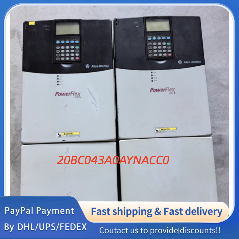 1PC used working  20BC043A0AYNACC0 an Allen‑Bradley PowerFlex 700 AC Drive (20B series), a 400 VAC, 43 A Frame 3 drive with 24 VDC I/O  #QYM001 J1688