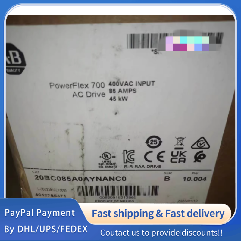 1PC NEW  20BC085A0AYNANC0  an Allen‑Bradley PowerFlex 700 AC Drive (20B series), a 400 VAC, 85 A Frame 4 drive with 24 VDC I/O #QYM001 J1688