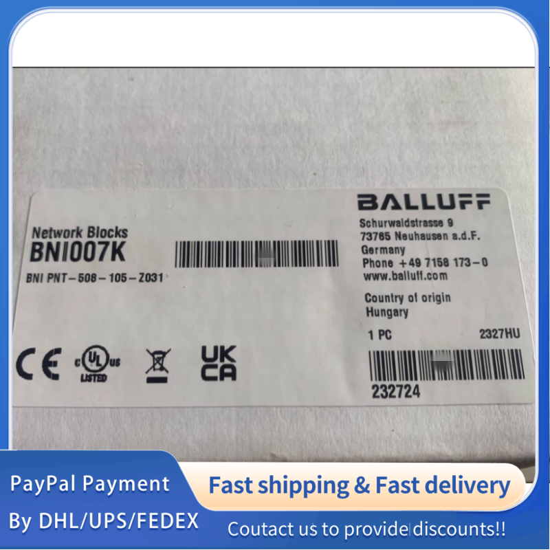 1PC NEW  BNI007K BNI PNT-508-105-Z031  Balluff PROFINET IO‑Link Master, 8‑port IO‑Link, 16DI/16DO PNP, IP67, 24V DC  #QYM001