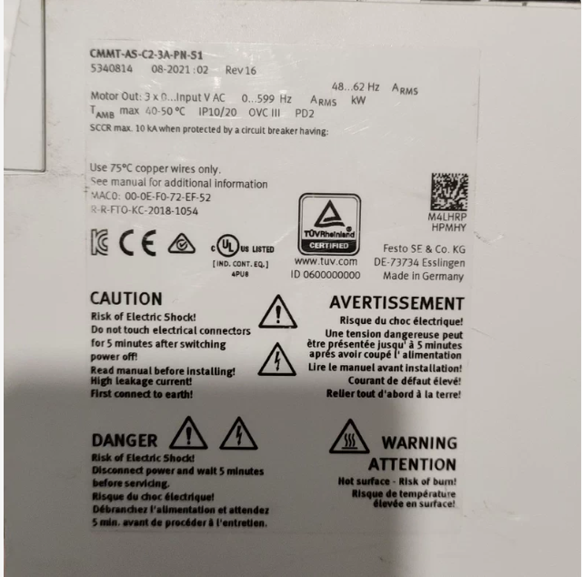 1PC used working Festo AC Servo Drive CMMT-AS-C2-3A-PN-S1  5340814  #QYM001