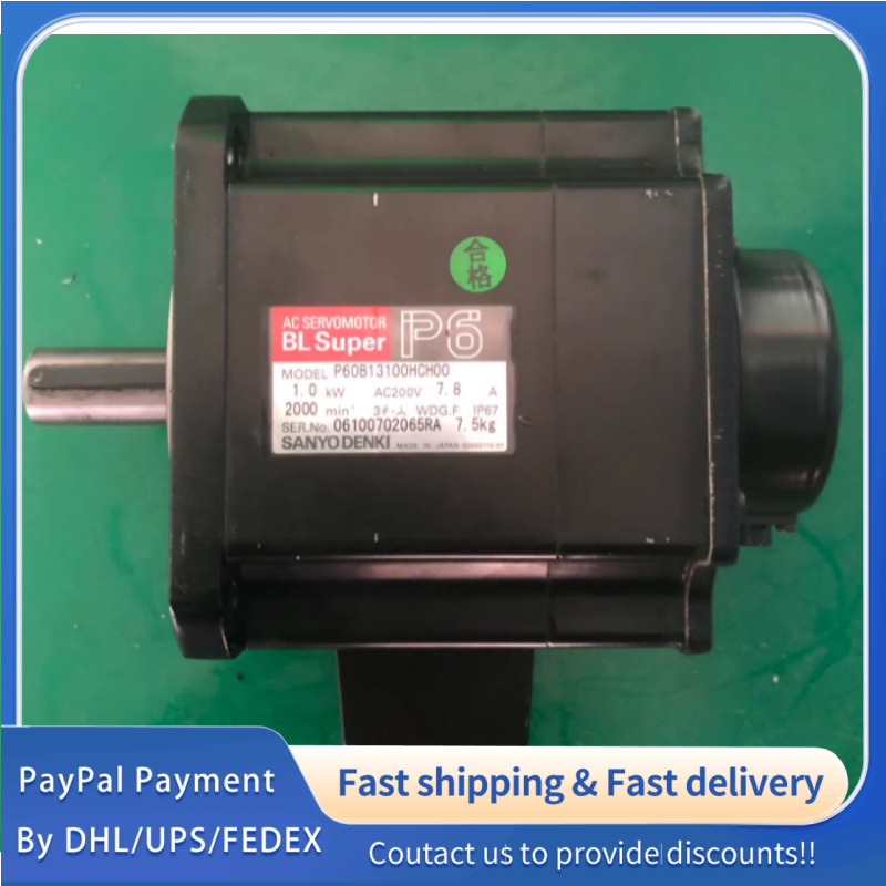 1PC used working P60B13100HCH00 Sanyo Denki (Kawasaki Sanyo Denki) 3-Phase AC Synchronous Servo Motor   #QYM001