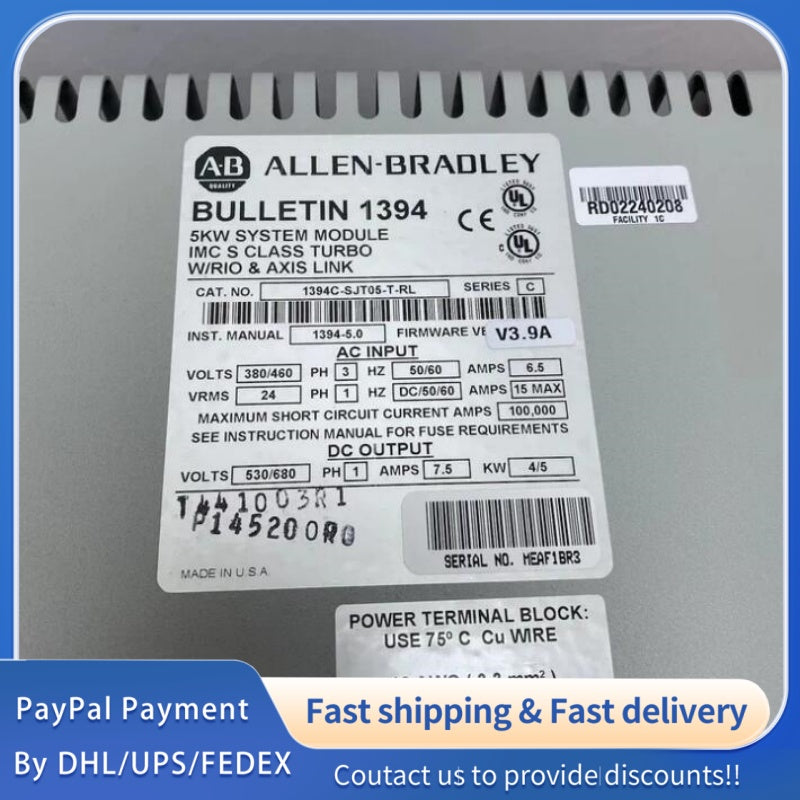 1  PCS used  allen-bradley 1394-SJT05-C-RL drive #LYQ007