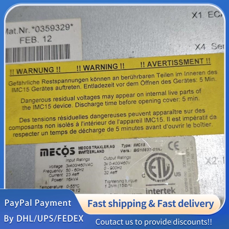 1  PCS USED MECOS Servo Driver IMC15 BG10837-01N #LYQ007