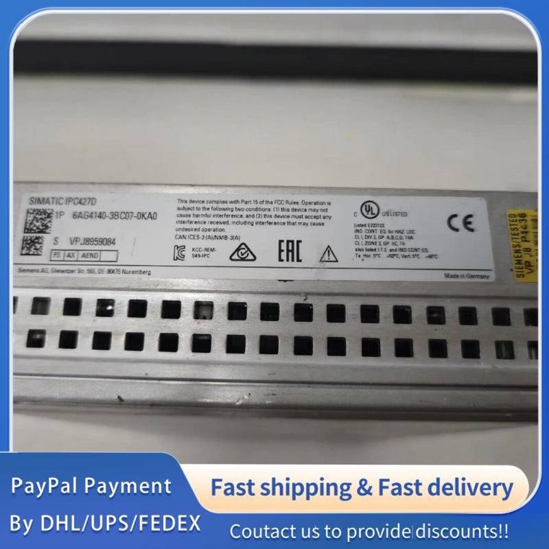 1  PCS used Siemens IPC427D Industrial PC 6AG4140-3BC07-0KA0 #LYQ007