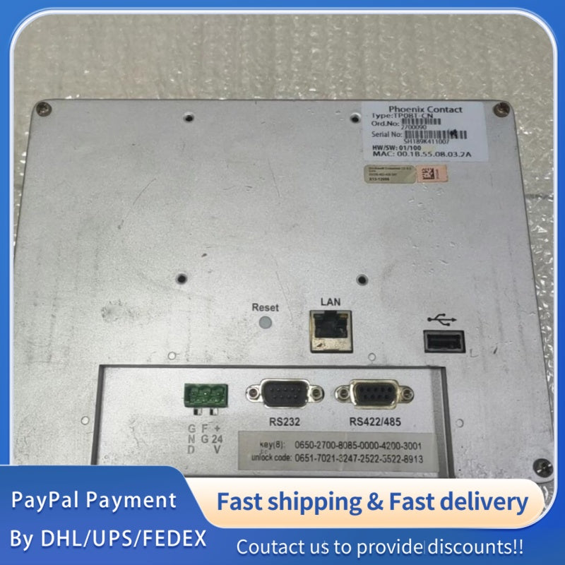 1  PCS USED Phoenix Industrial Panel PC with Touch Screen TP08T-CN #LYQ007