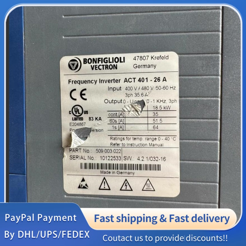 1  PCS used Bonfiglioli ACT401-26A Frequency Inverter#LYQ007