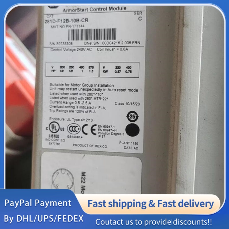 1  PCS used Allen‑Bradley ArmorStart 281D‑F12B‑10B‑CR #LYQ007