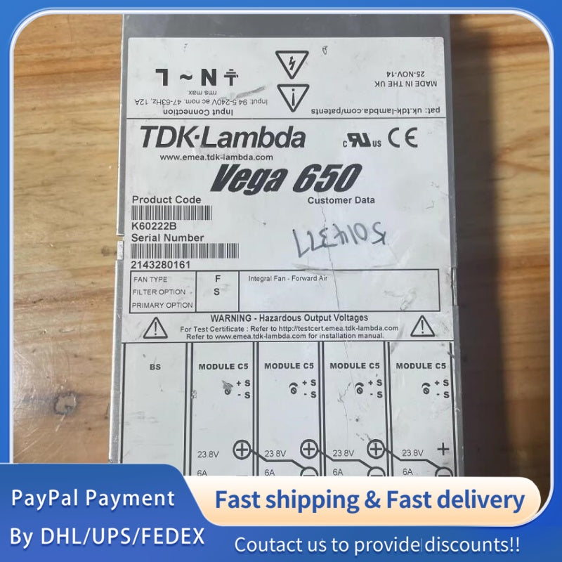 1  PCS used TDK-LAMBDA Vega 650 K6022B Power Supply #LYQ007