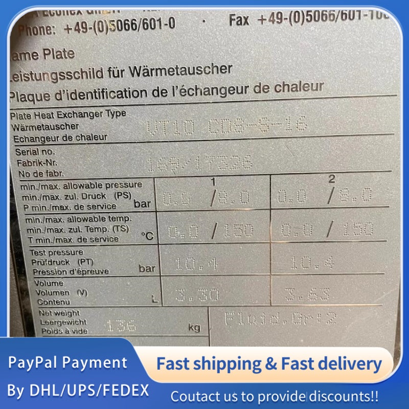 1pc  for USED GEA VT10 CDS‑S‑16 Plate Heat Exchanger  #LYQ007