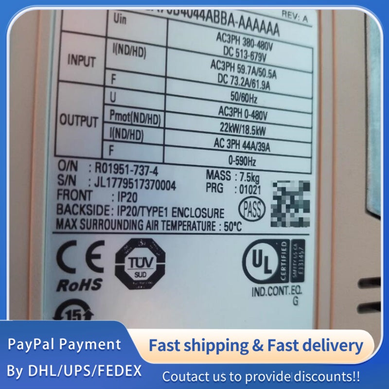 1  PCS  USED Yaskawa GA700 Inverter CIPR-GA70B4044ABBA #LYQ007