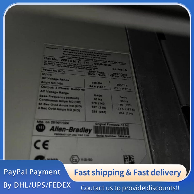 1  PCS  USED Allen‑Bradley PowerFlex 753 AC Drive 20F14NC170JN0NNNNN #LYQ007