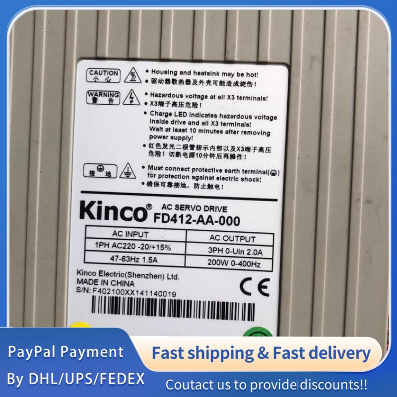 1  PCS used Kinco FD412-AA-000 Servo Drive #LYQ007
