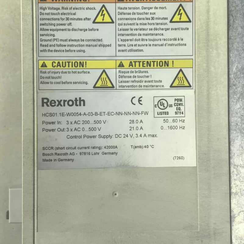1 pc for used Bosch Rexroth Servo Drive HCS01.1E‑W0054‑A‑03‑B‑ET‑EC‑NN‑NN‑NN‑FW#LYQ007