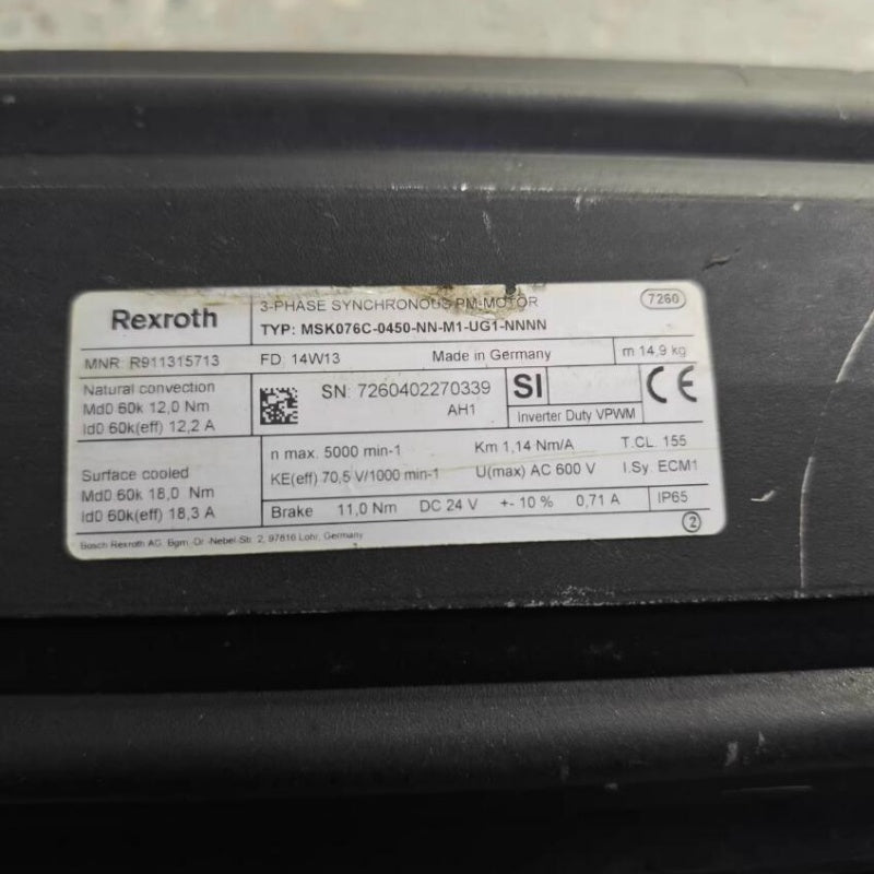 1 pc used Bosch Rexroth IndraDyn S MSK076C-0450-NN-M1-UG1-NNNN Order No.: R911315713#LYQ007