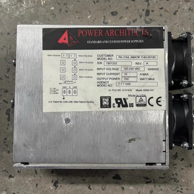 1 PCS used POWER ARCHITECTS PA-1154 (AMAT 1140-00190) Power Supply #LYQ007