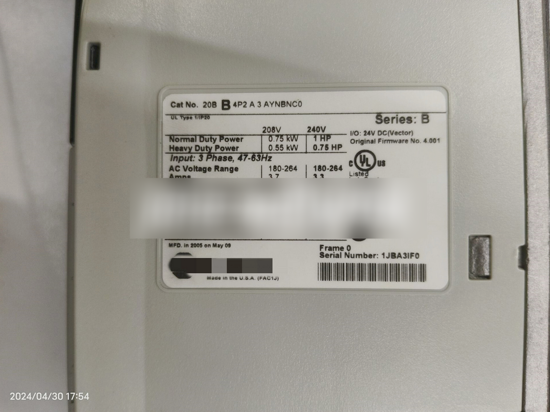 1PC USED 20BB4P2A3AYNBNC0 Allen-Bradley PowerFlex AC Drive Tested working #lyd001&j1688