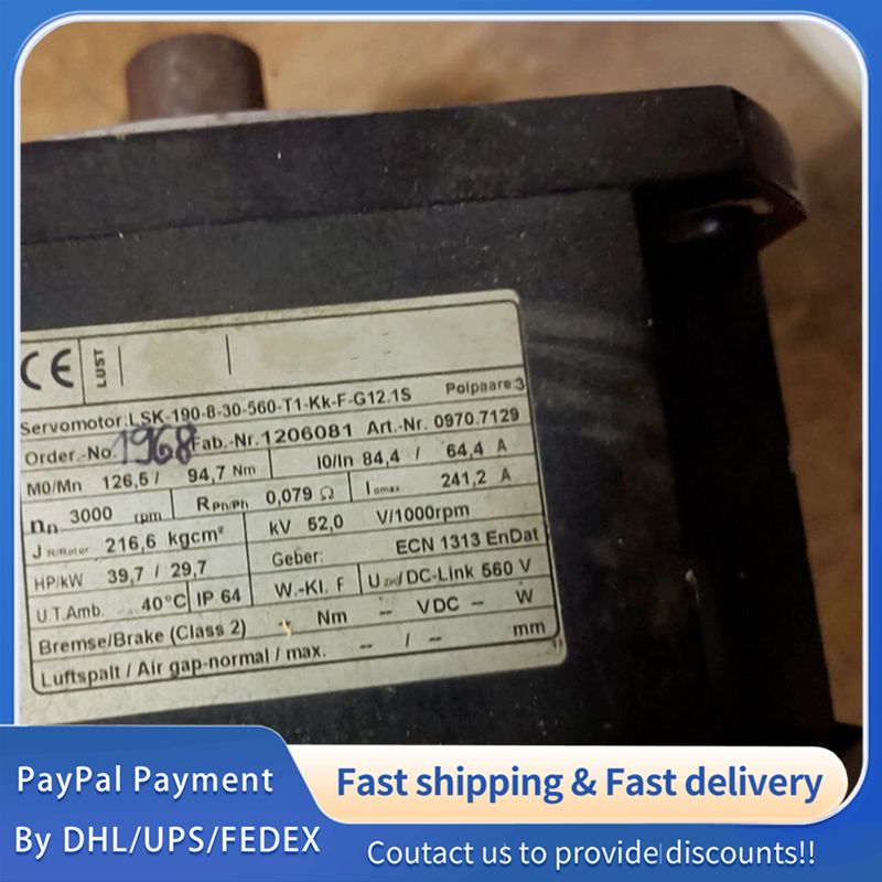 1PC USED LSK-190-8-30-560-T1-KK-F-G12.1S  Servomotor Tested #lyd001&j1688