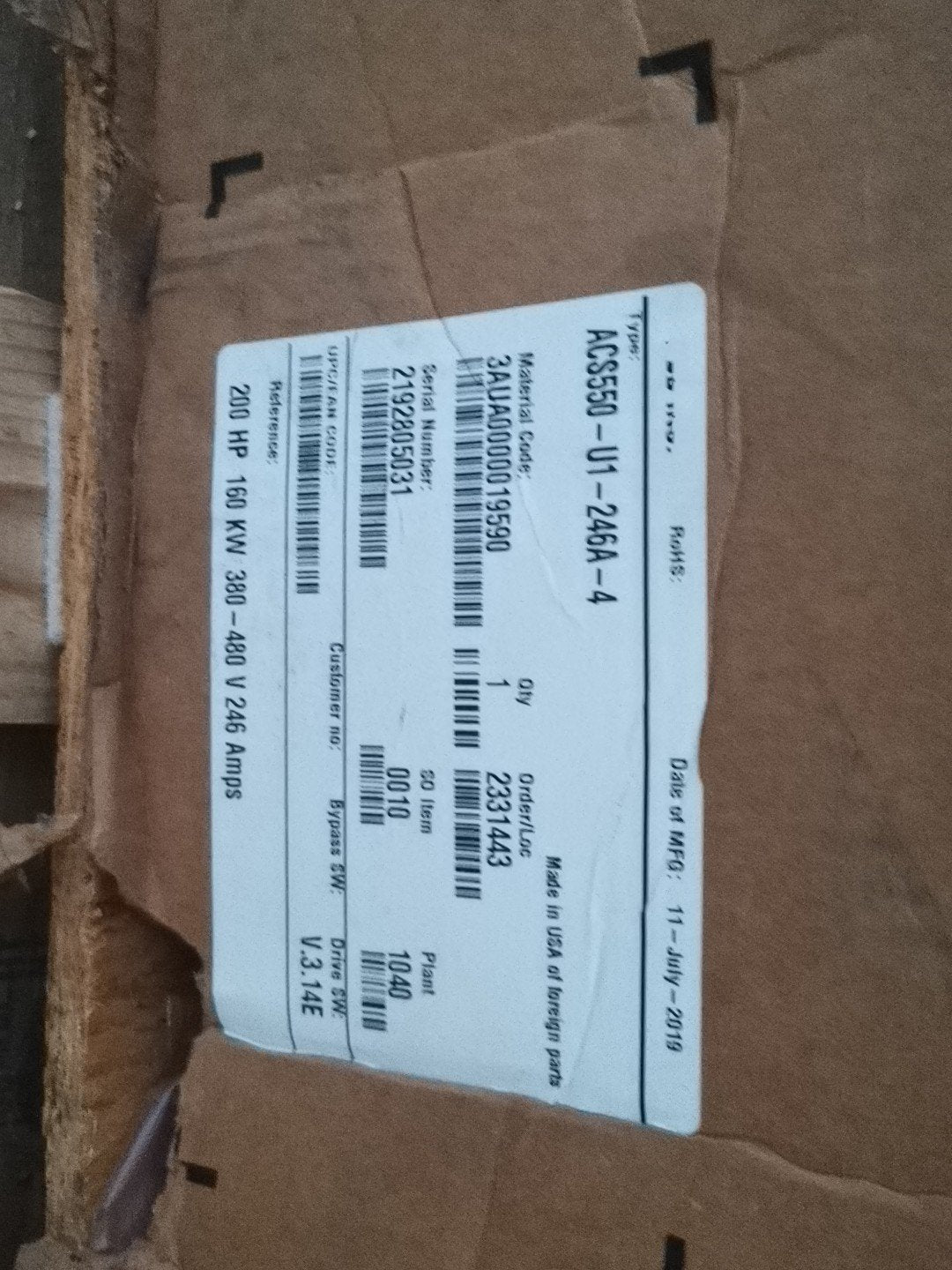 1 PCS NEW  ACS550-U1-246A-4  #OYF033